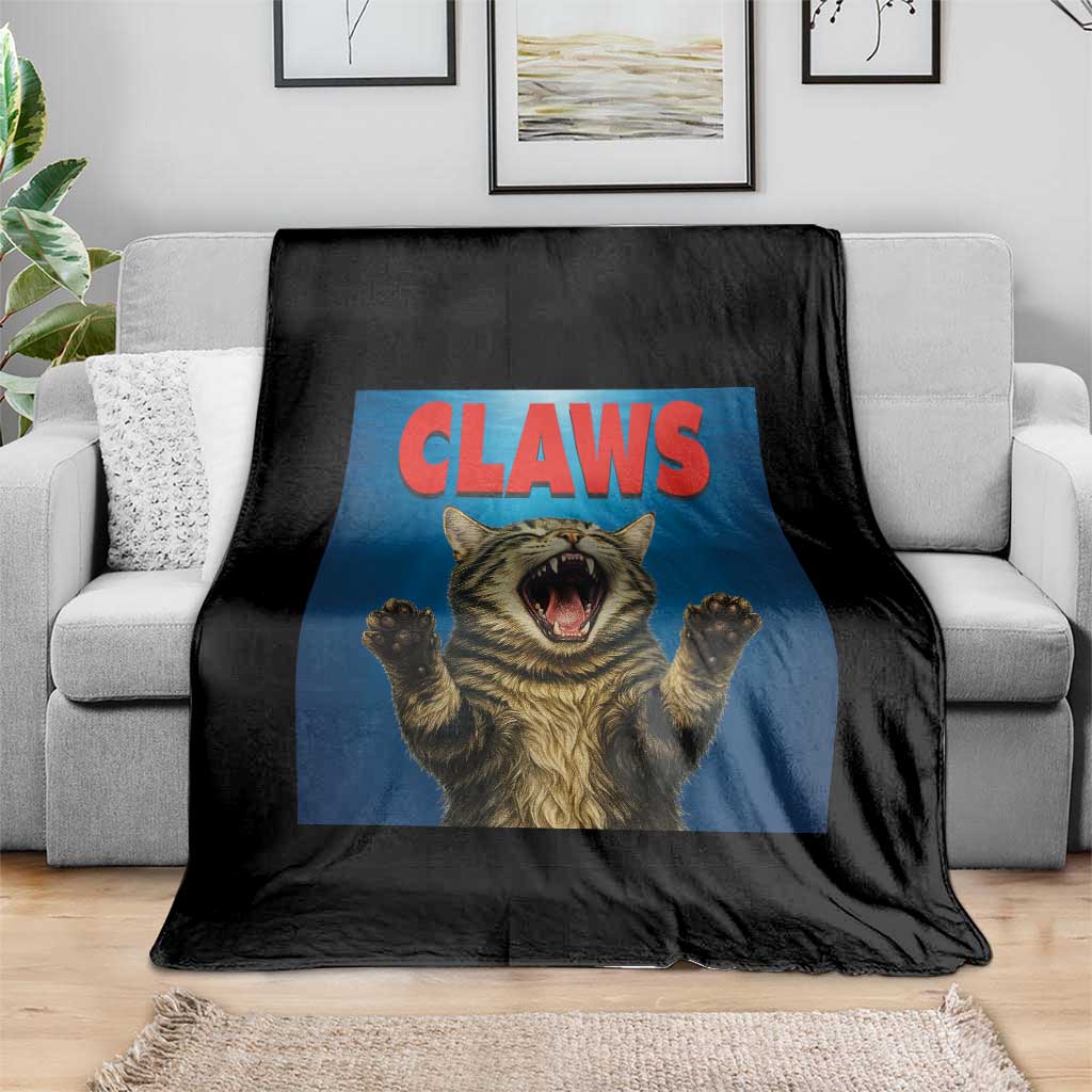 Funny Claws Cat Throw Blanket Horror Movie Parody - Wonder Print Shop