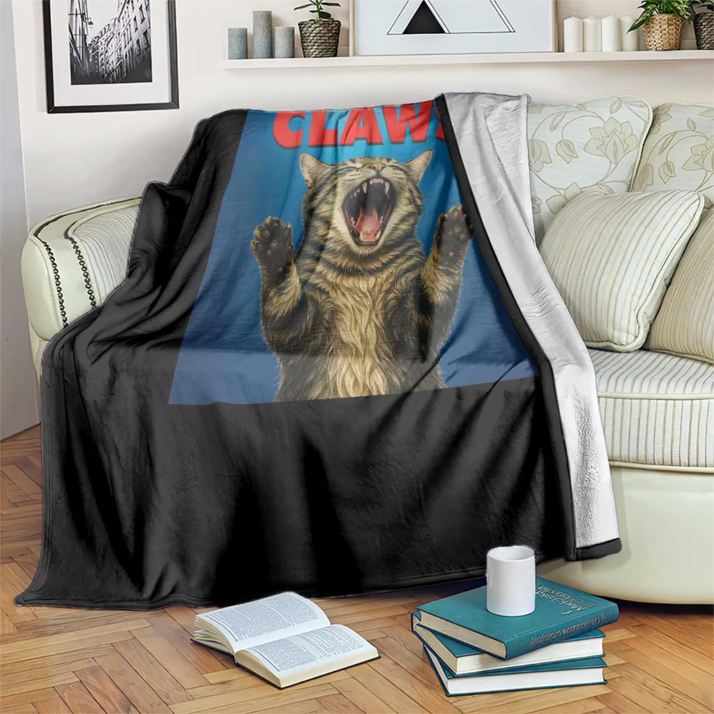 Funny Claws Cat Throw Blanket Horror Movie Parody - Wonder Print Shop