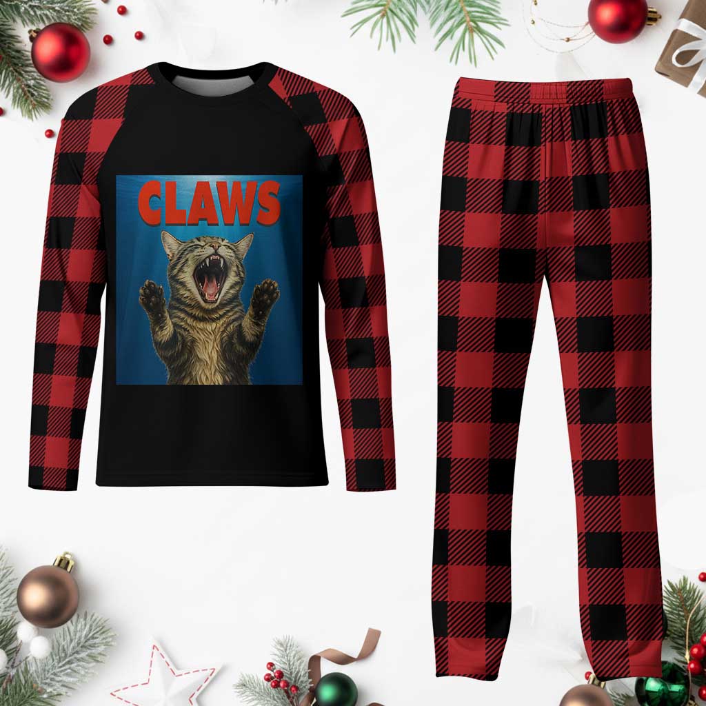 Funny Claws Cat Plaid Pajama Set Horror Movie Parody - Wonder Print Shop
