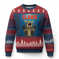 Funny Claws Cat Ugly Christmas Sweater Horror Movie Parody - Wonder Print Shop
