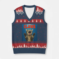 Funny Claws Cat V-Neck Knit Sweater Vest Horror Movie Parody - Wonder Print Shop