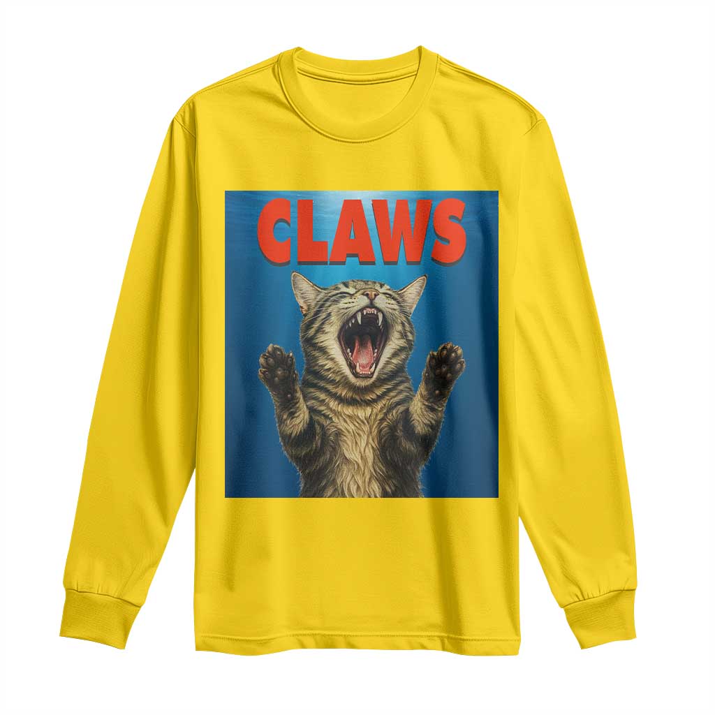 Funny Claws Cat Long Sleeve Shirt Horror Movie Parody - Wonder Print Shop