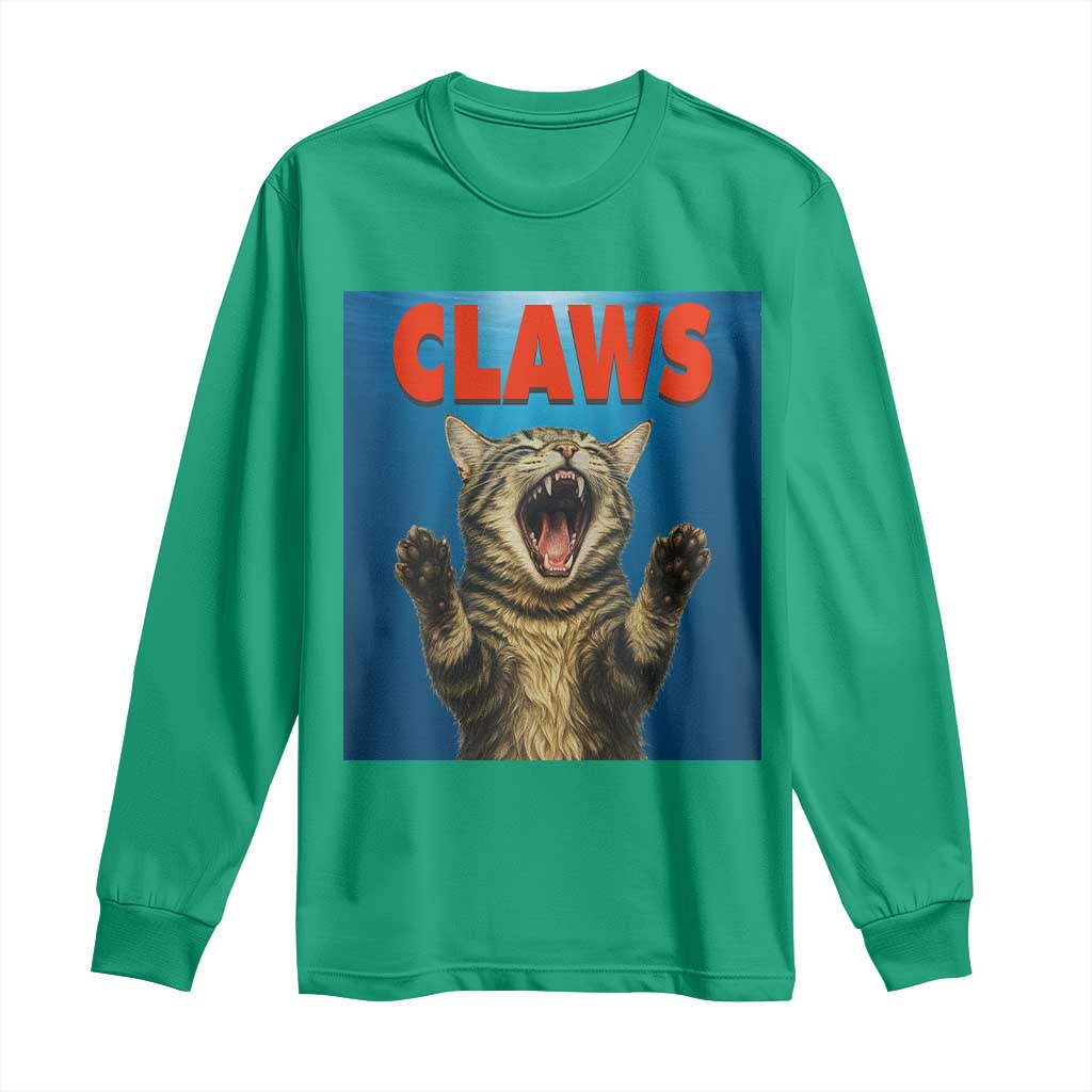 Funny Claws Cat Long Sleeve Shirt Horror Movie Parody - Wonder Print Shop