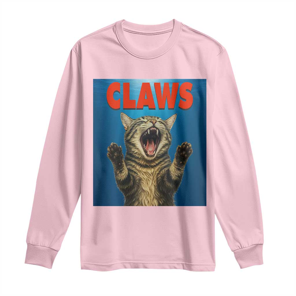Funny Claws Cat Long Sleeve Shirt Horror Movie Parody - Wonder Print Shop