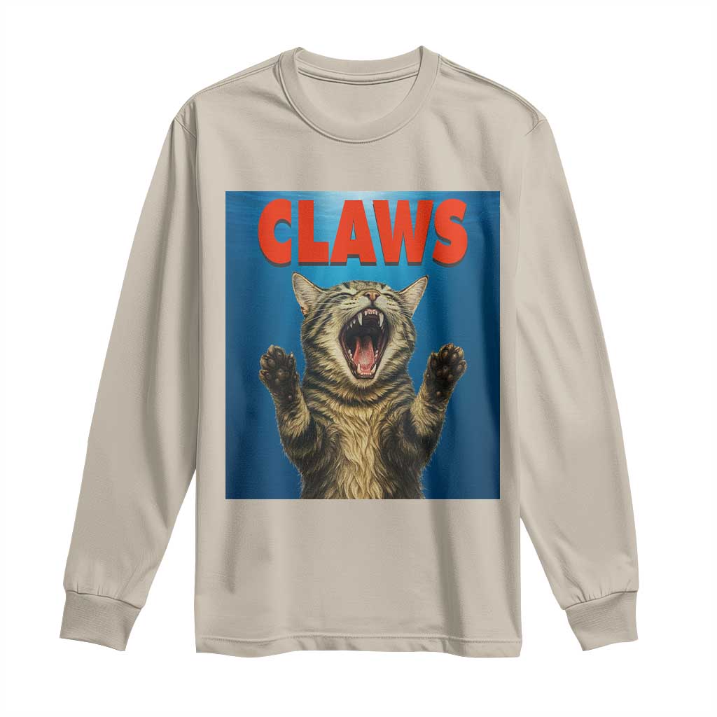 Funny Claws Cat Long Sleeve Shirt Horror Movie Parody - Wonder Print Shop