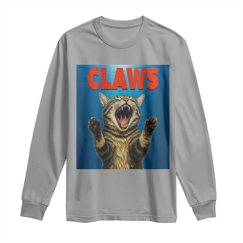 Funny Claws Cat Long Sleeve Shirt Horror Movie Parody - Wonder Print Shop