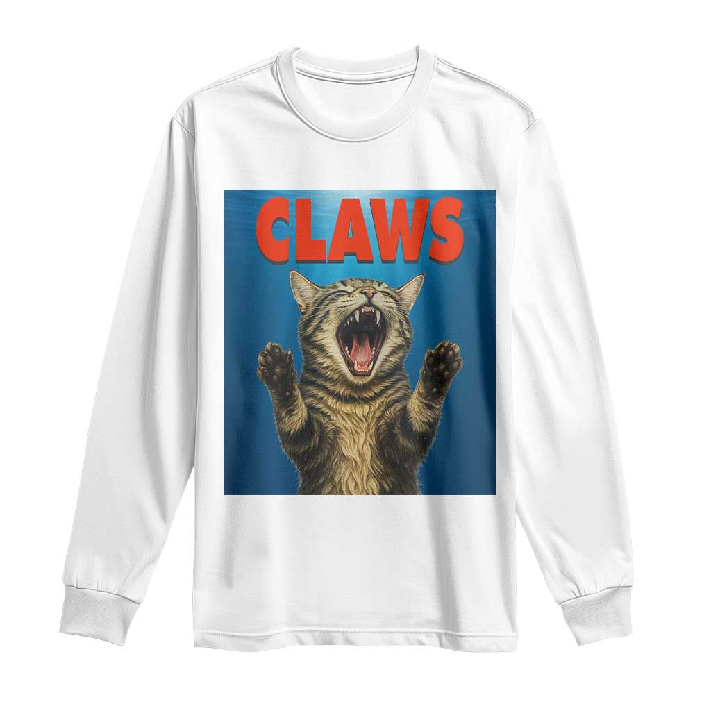 Funny Claws Cat Long Sleeve Shirt Horror Movie Parody - Wonder Print Shop