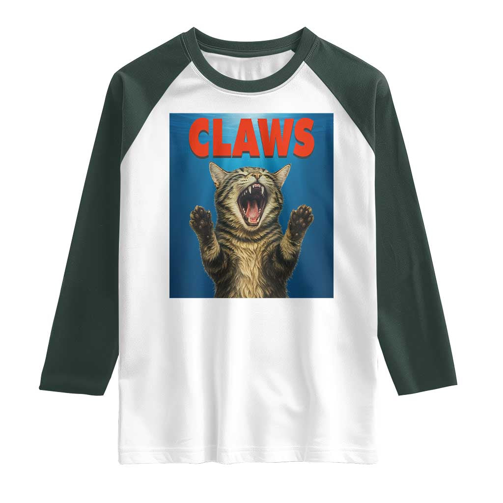 Funny Claws Cat Raglan Shirt Horror Movie Parody - Wonder Print Shop