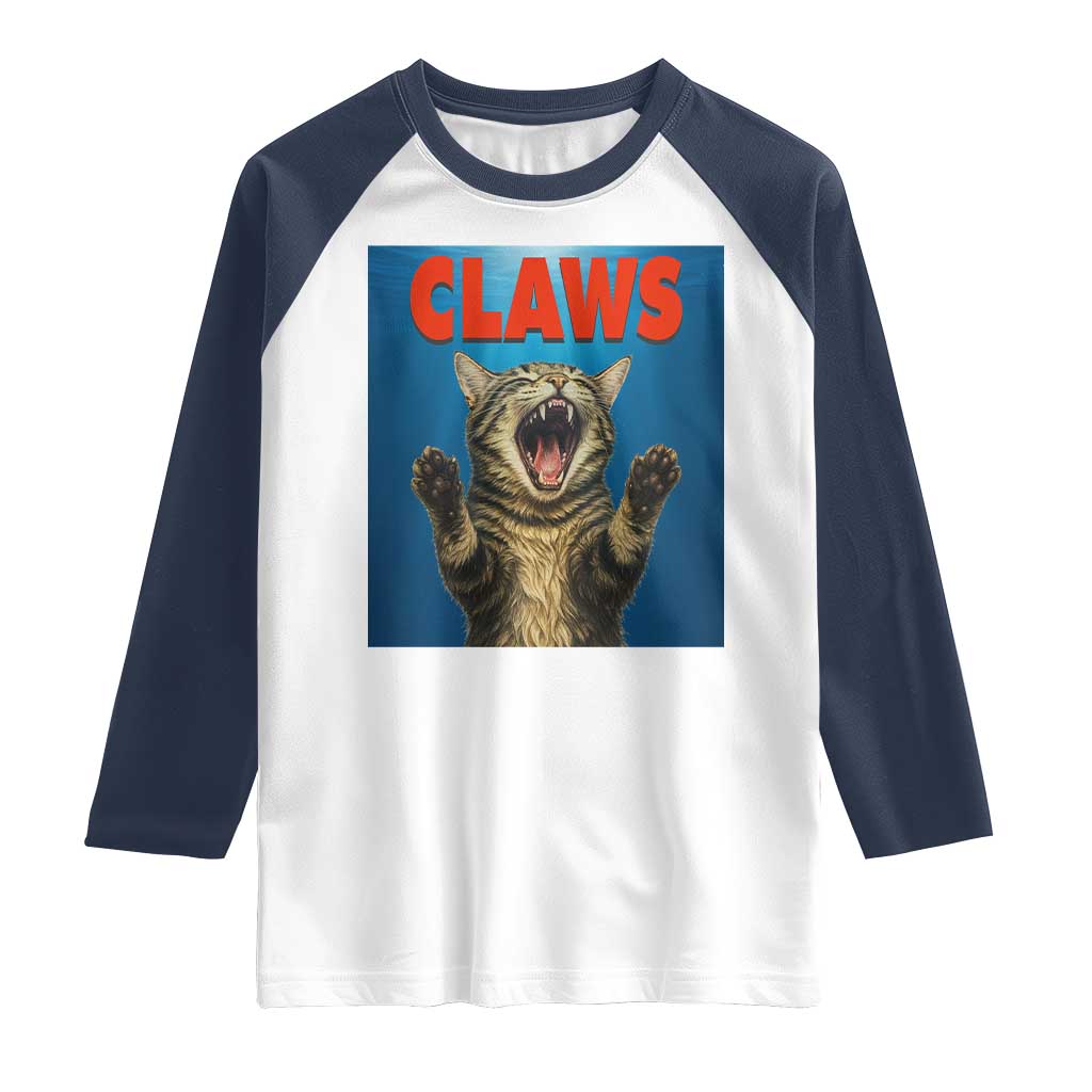 Funny Claws Cat Raglan Shirt Horror Movie Parody - Wonder Print Shop
