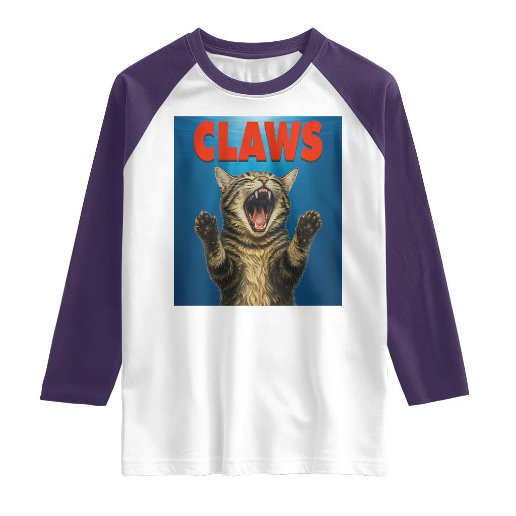 Funny Claws Cat Raglan Shirt Horror Movie Parody - Wonder Print Shop