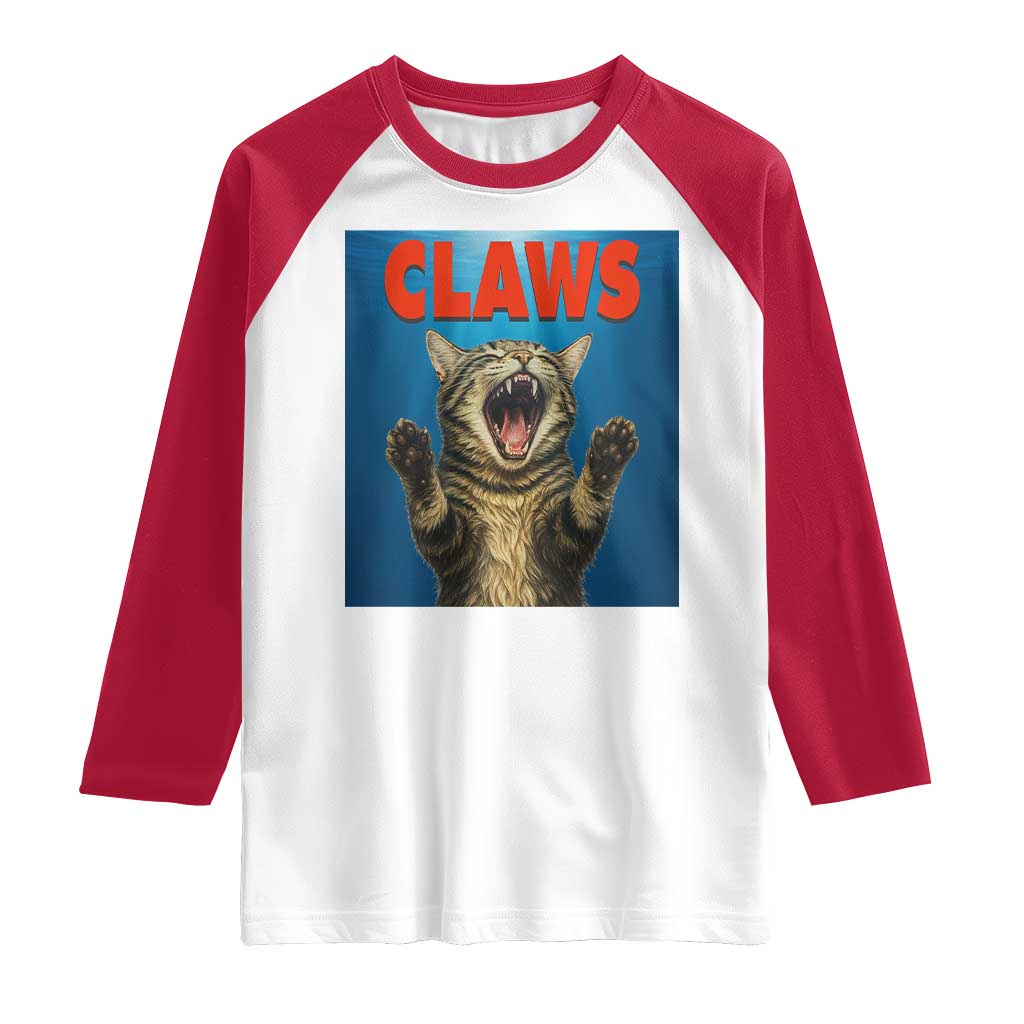 Funny Claws Cat Raglan Shirt Horror Movie Parody - Wonder Print Shop
