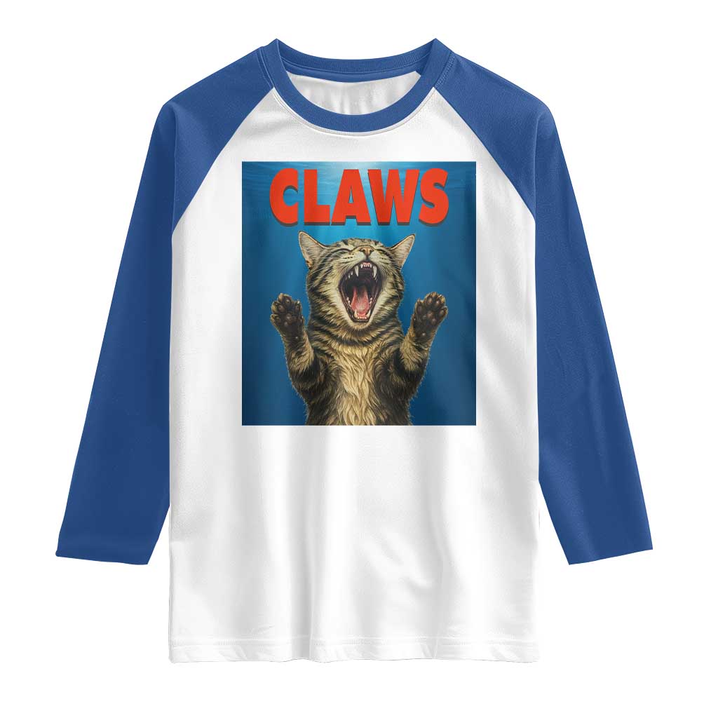 Funny Claws Cat Raglan Shirt Horror Movie Parody - Wonder Print Shop