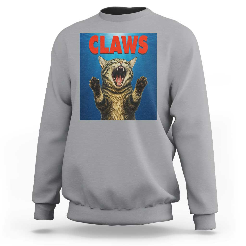 Funny Claws Cat Sweatshirt Horror Movie Parody - Wonder Print Shop
