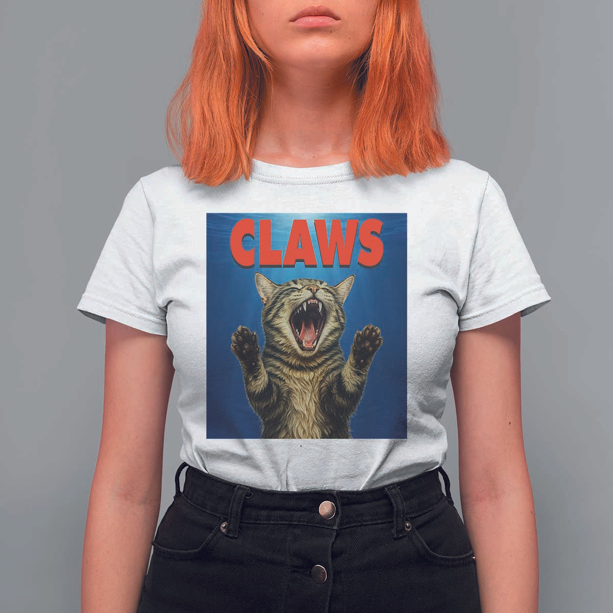 Funny Claws Cat T Shirt For Women Horror Movie Parody - Wonder Print Shop