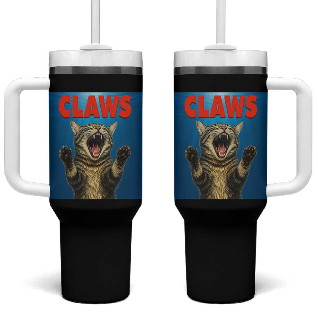 Funny Claws Cat Tumbler With Handle Horror Movie Parody