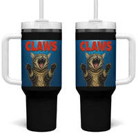 Funny Claws Cat Tumbler With Handle Horror Movie Parody