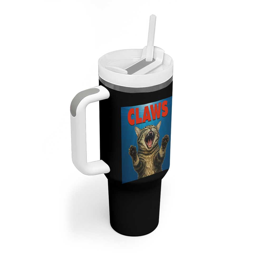 Funny Claws Cat Tumbler With Handle Horror Movie Parody