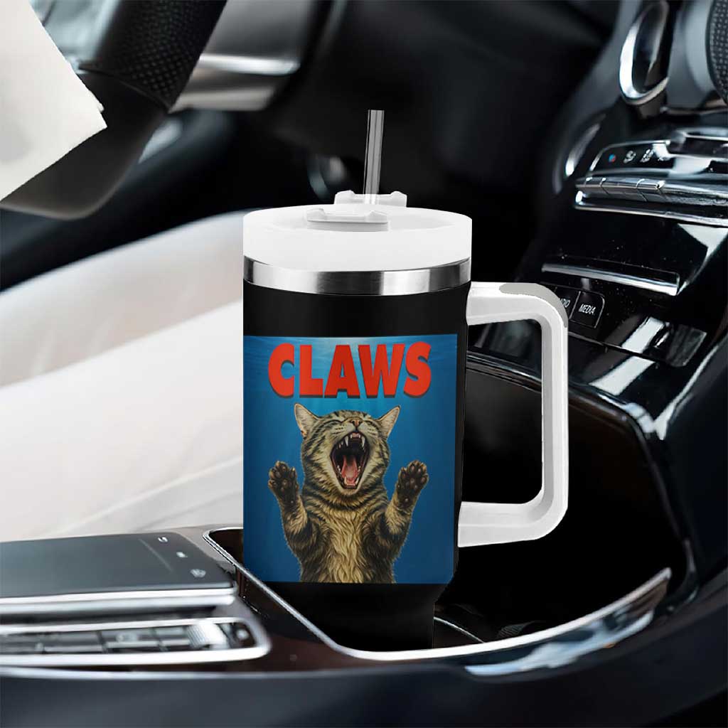 Funny Claws Cat Tumbler With Handle Horror Movie Parody