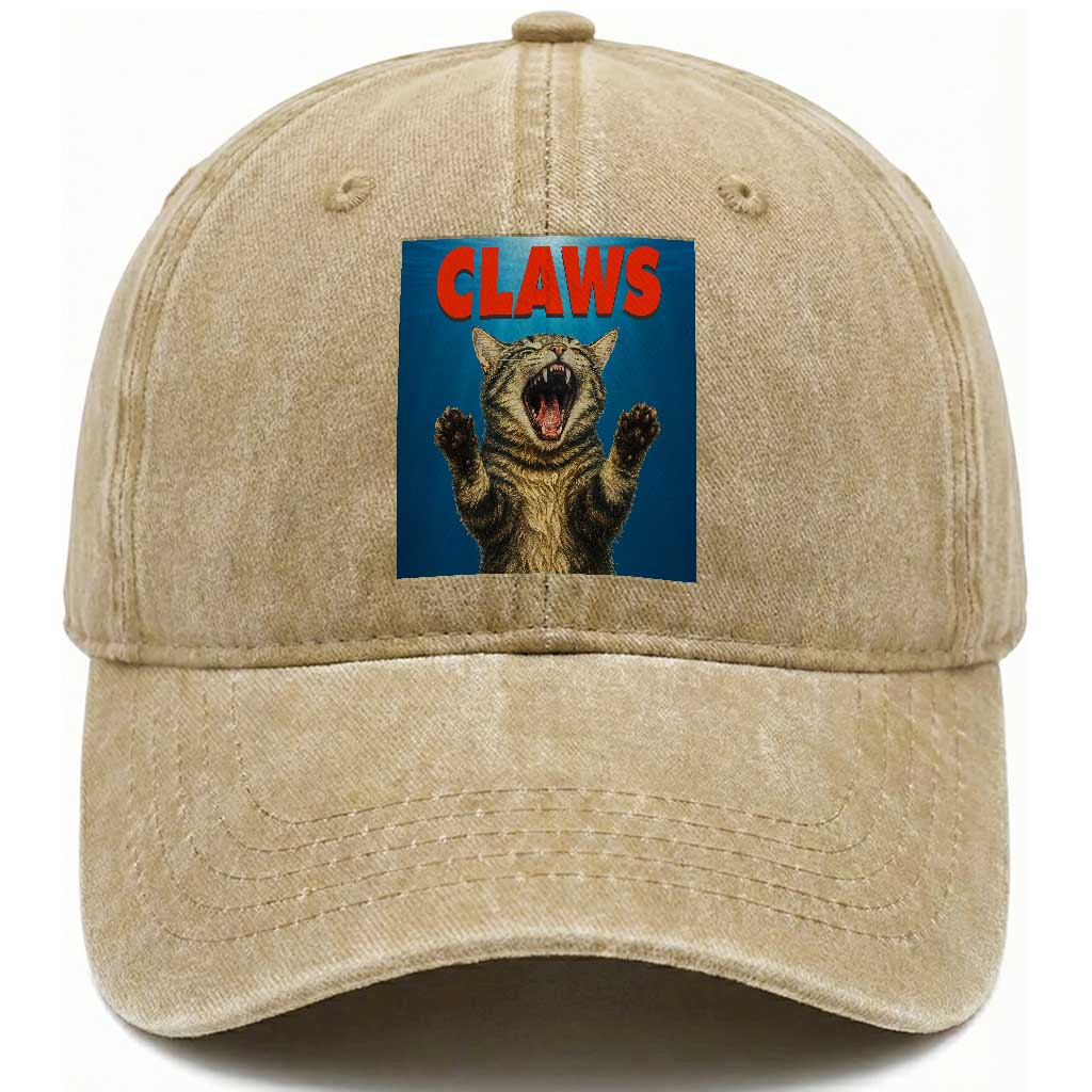 Funny Claws Cat Washed Cotton Baseball Cap Horror Movie Parody