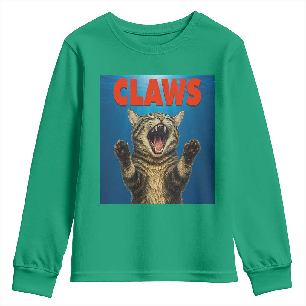 Funny Claws Cat Youth Sweatshirt Horror Movie Parody - Wonder Print Shop