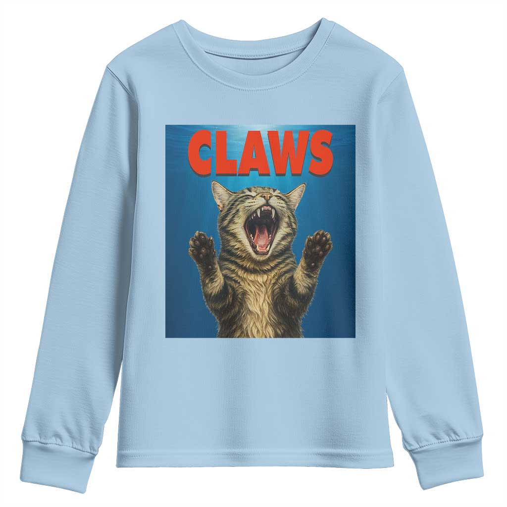 Funny Claws Cat Youth Sweatshirt Horror Movie Parody - Wonder Print Shop