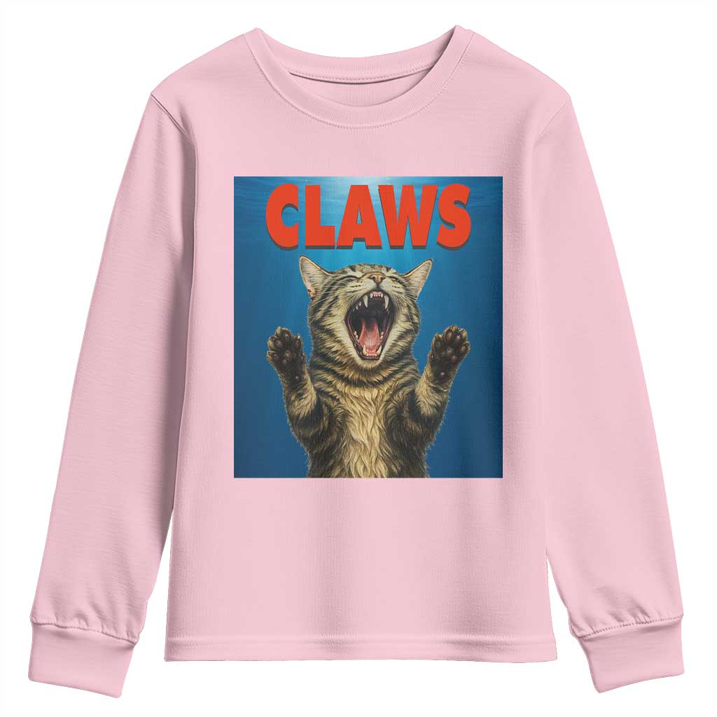 Funny Claws Cat Youth Sweatshirt Horror Movie Parody - Wonder Print Shop