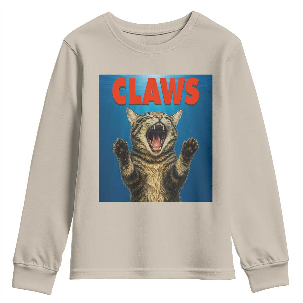 Funny Claws Cat Youth Sweatshirt Horror Movie Parody - Wonder Print Shop