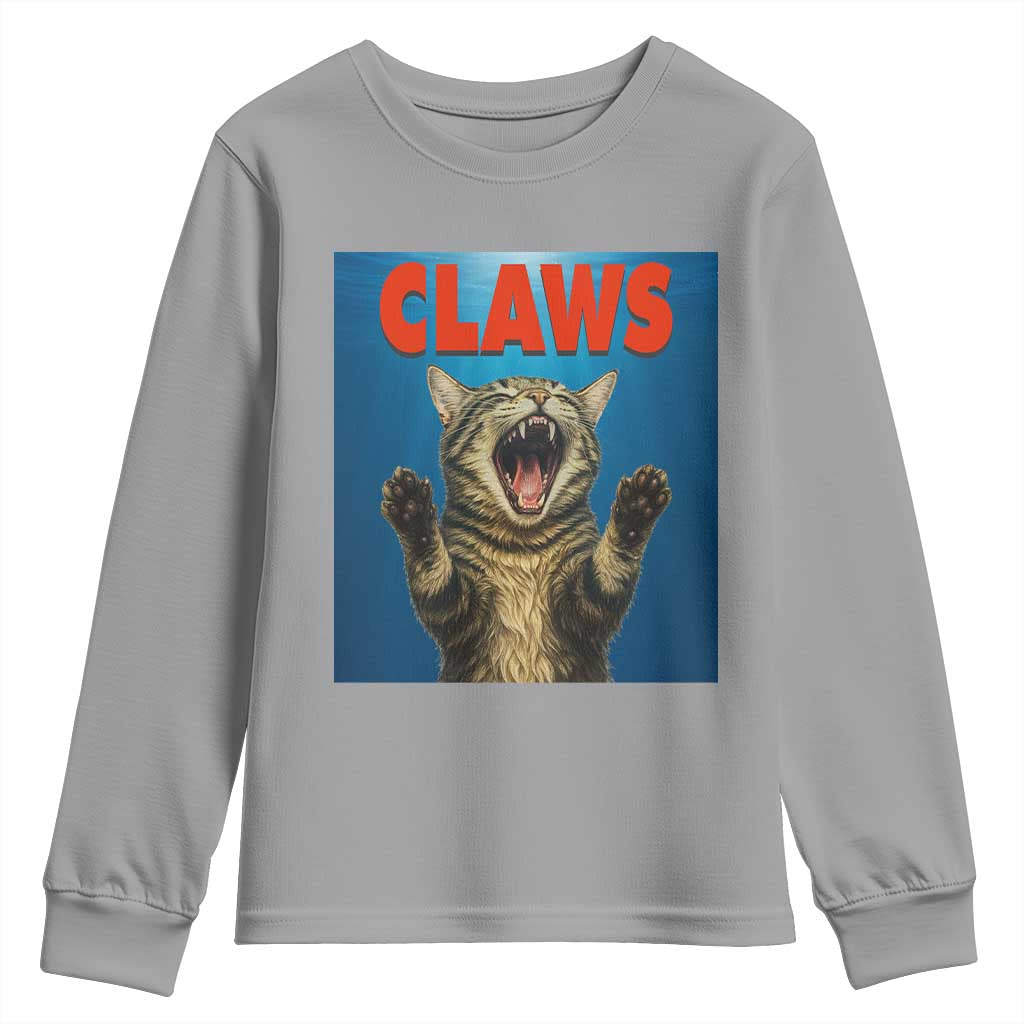 Funny Claws Cat Youth Sweatshirt Horror Movie Parody - Wonder Print Shop