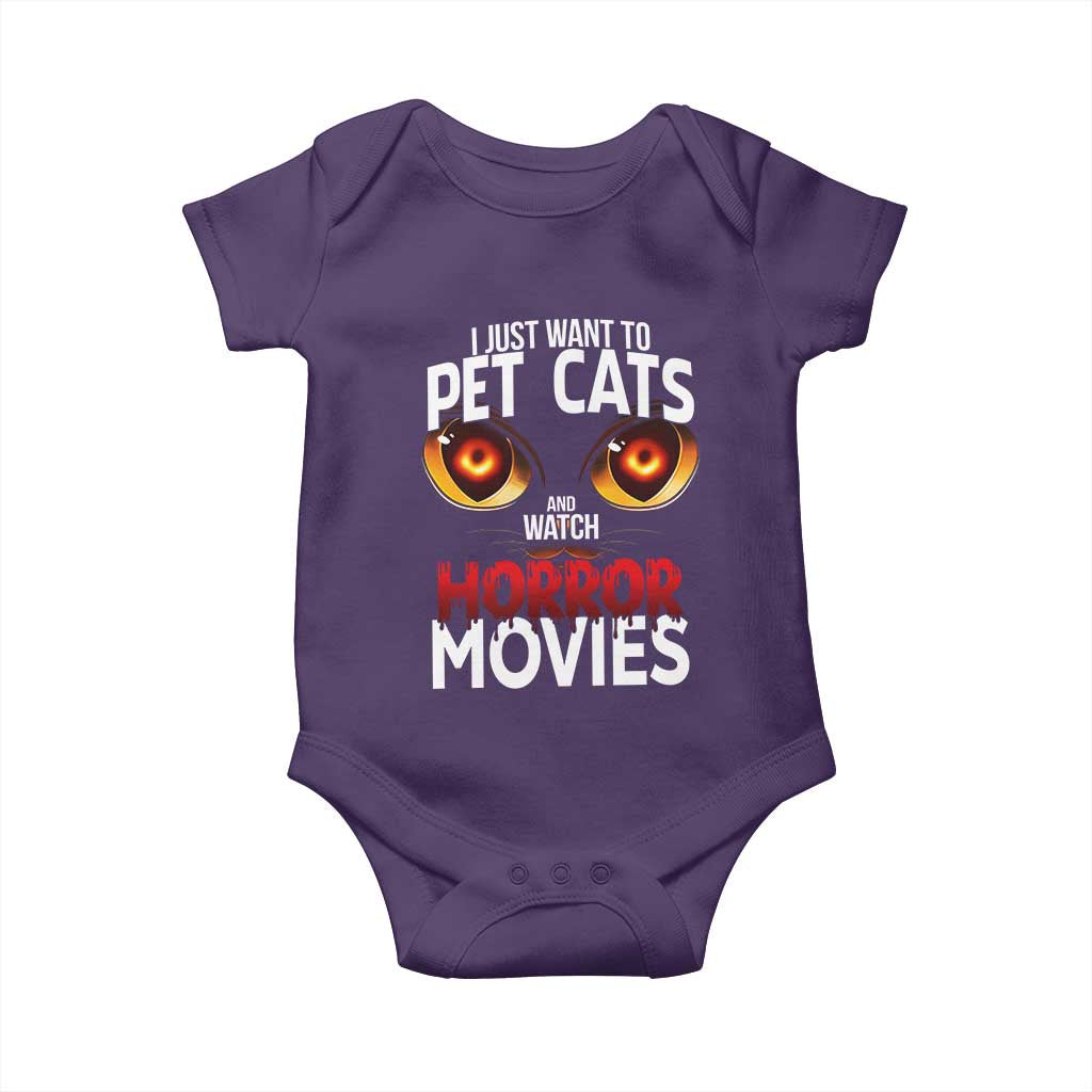 I Just Want To Pet Cats And Watch Horror Movies Baby Onesie - Wonder Print Shop