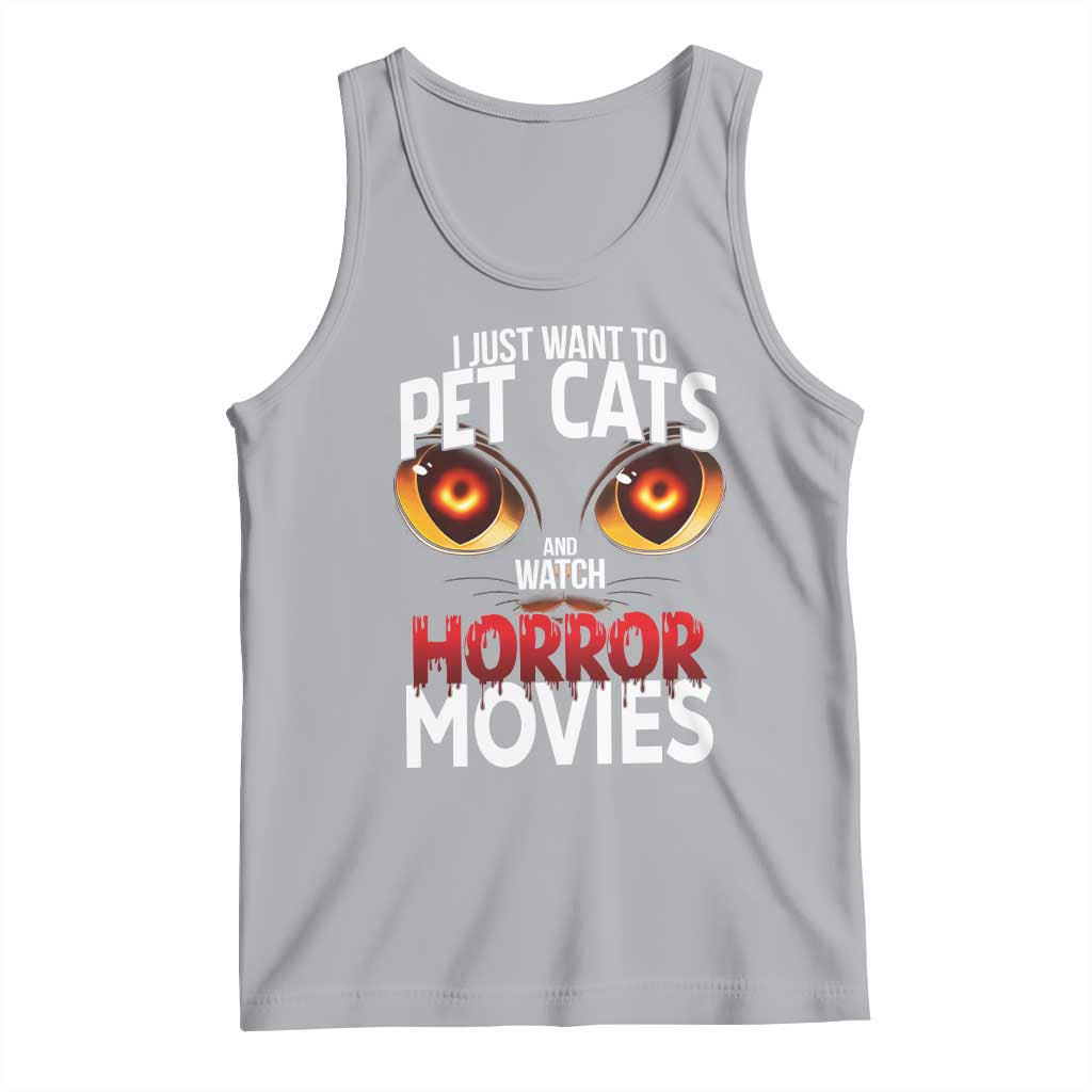I Just Want To Pet Cats And Watch Horror Movies Tank Top - Wonder Print Shop
