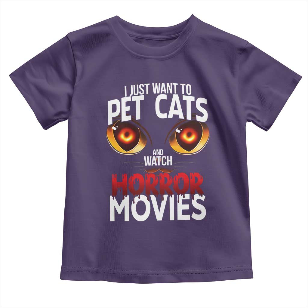 I Just Want To Pet Cats And Watch Horror Movies Toddler T Shirt - Wonder Print Shop