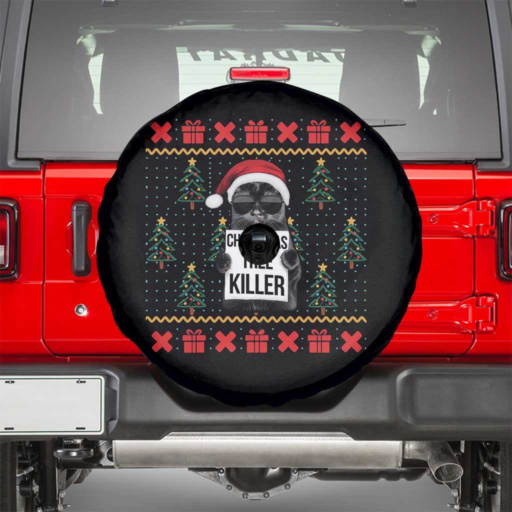 Funny Xmas Black Cat Spare Tire Cover Christmas Tree Killer Santa Kitten - Wonder Print Shop