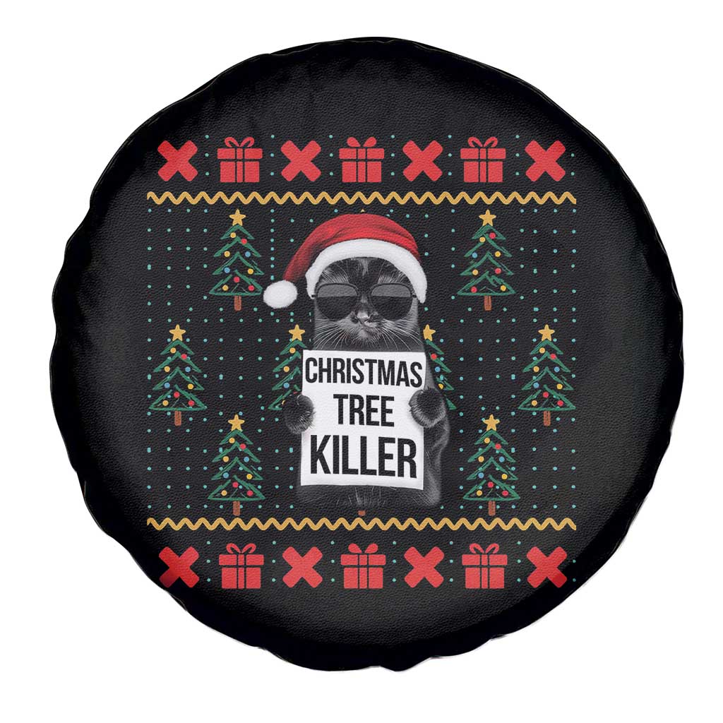 Funny Xmas Black Cat Spare Tire Cover Christmas Tree Killer Santa Kitten - Wonder Print Shop