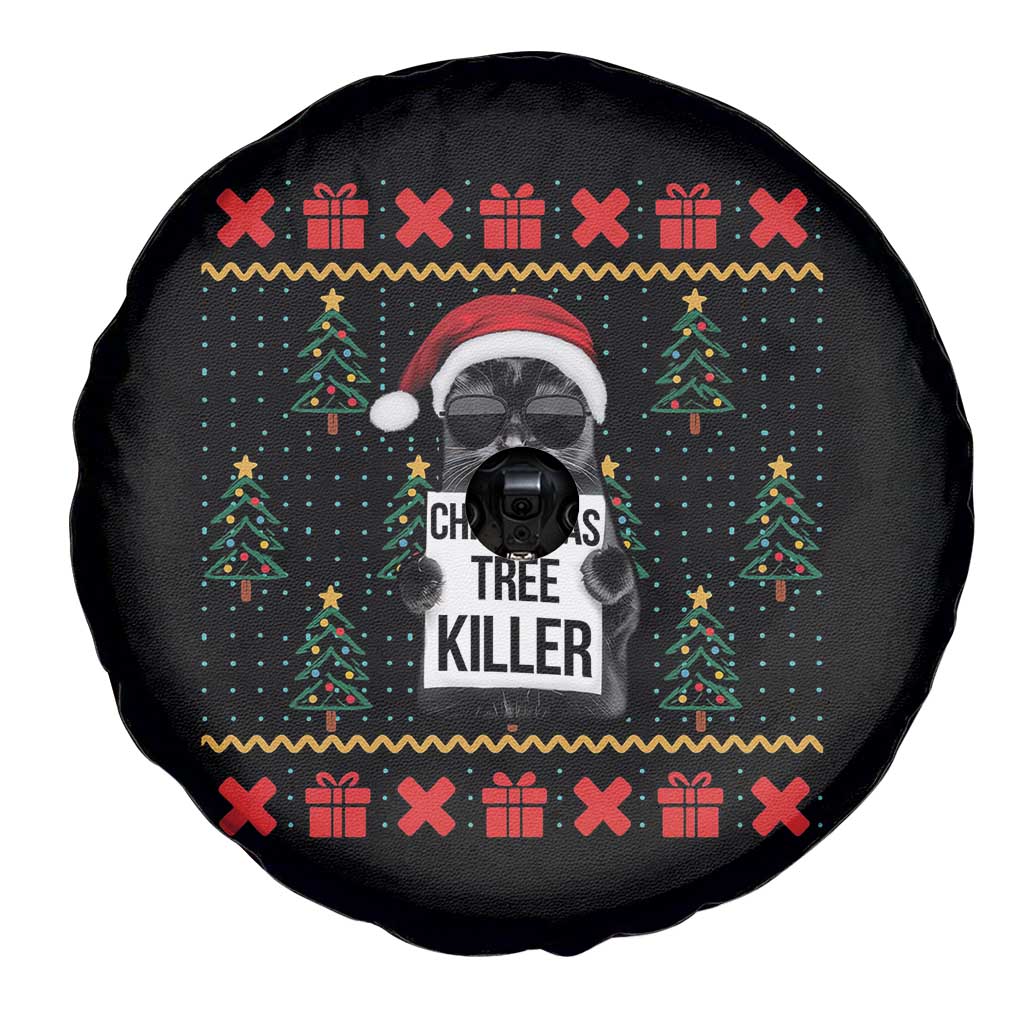 Funny Xmas Black Cat Spare Tire Cover Christmas Tree Killer Santa Kitten - Wonder Print Shop