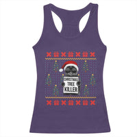 Funny Xmas Black Cat Racerback Tank Top Christmas Tree Killer Santa Kitten - Wonder Print Shop