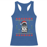 Funny Xmas Black Cat Racerback Tank Top Christmas Tree Killer Santa Kitten - Wonder Print Shop