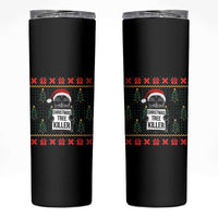 Funny Xmas Black Cat Skinny Tumbler Christmas Tree Killer Santa Kitten