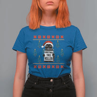 Funny Xmas Black Cat T Shirt For Women Christmas Tree Killer Santa Kitten - Wonder Print Shop