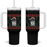 Funny Xmas Black Cat Tumbler With Handle Christmas Tree Killer Santa Kitten