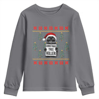 Funny Xmas Black Cat Youth Sweatshirt Christmas Tree Killer Santa Kitten - Wonder Print Shop