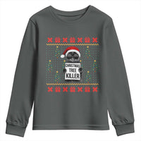 Funny Xmas Black Cat Youth Sweatshirt Christmas Tree Killer Santa Kitten - Wonder Print Shop