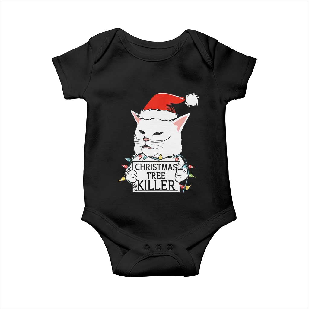 Funny Xmas Grumpy Cat Baby Onesie Christmas Tree Killer Santa Kitten - Wonder Print Shop