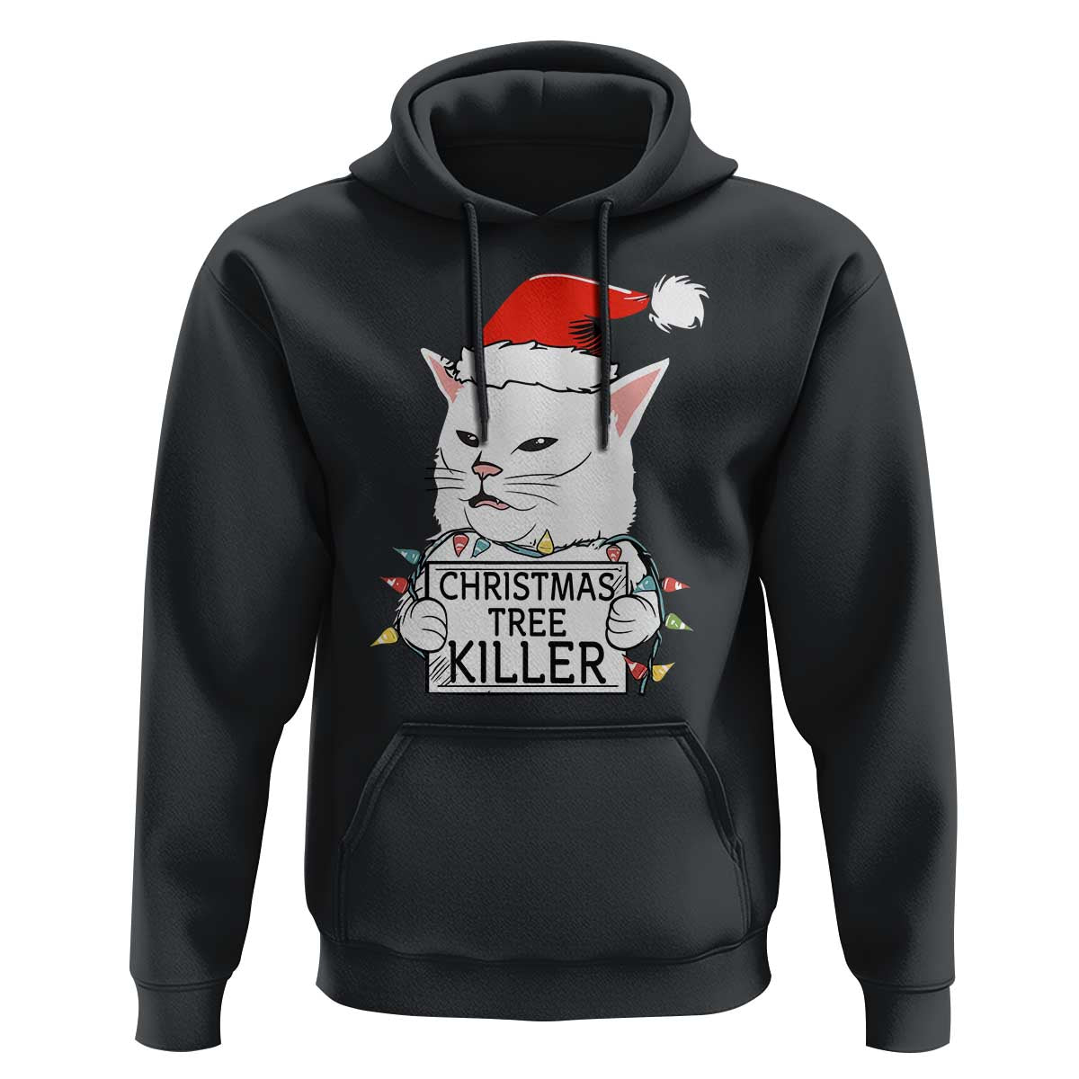 Funny Xmas Grumpy Cat Hoodie Christmas Tree Killer Santa Kitten - Wonder Print Shop