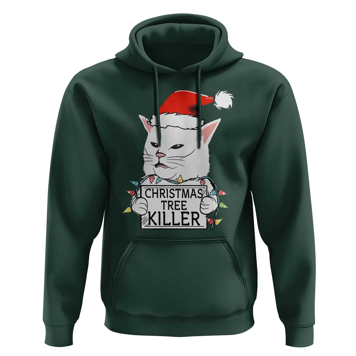 Funny Xmas Grumpy Cat Hoodie Christmas Tree Killer Santa Kitten - Wonder Print Shop