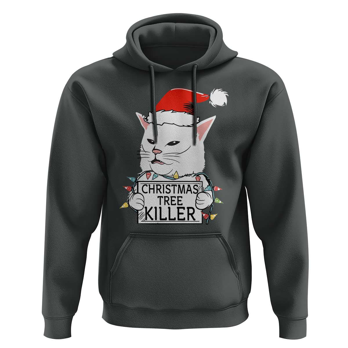 Funny Xmas Grumpy Cat Hoodie Christmas Tree Killer Santa Kitten - Wonder Print Shop