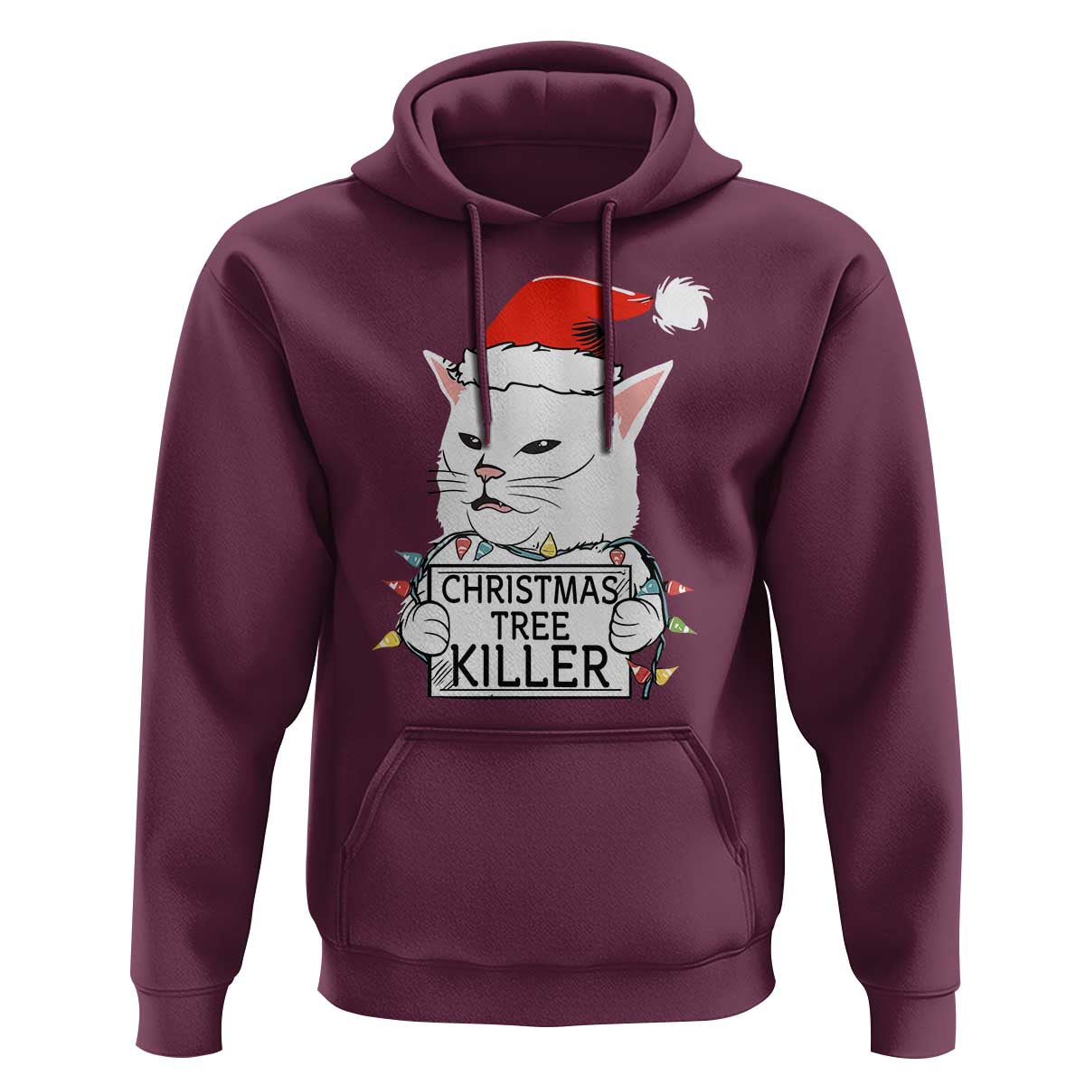 Funny Xmas Grumpy Cat Hoodie Christmas Tree Killer Santa Kitten - Wonder Print Shop