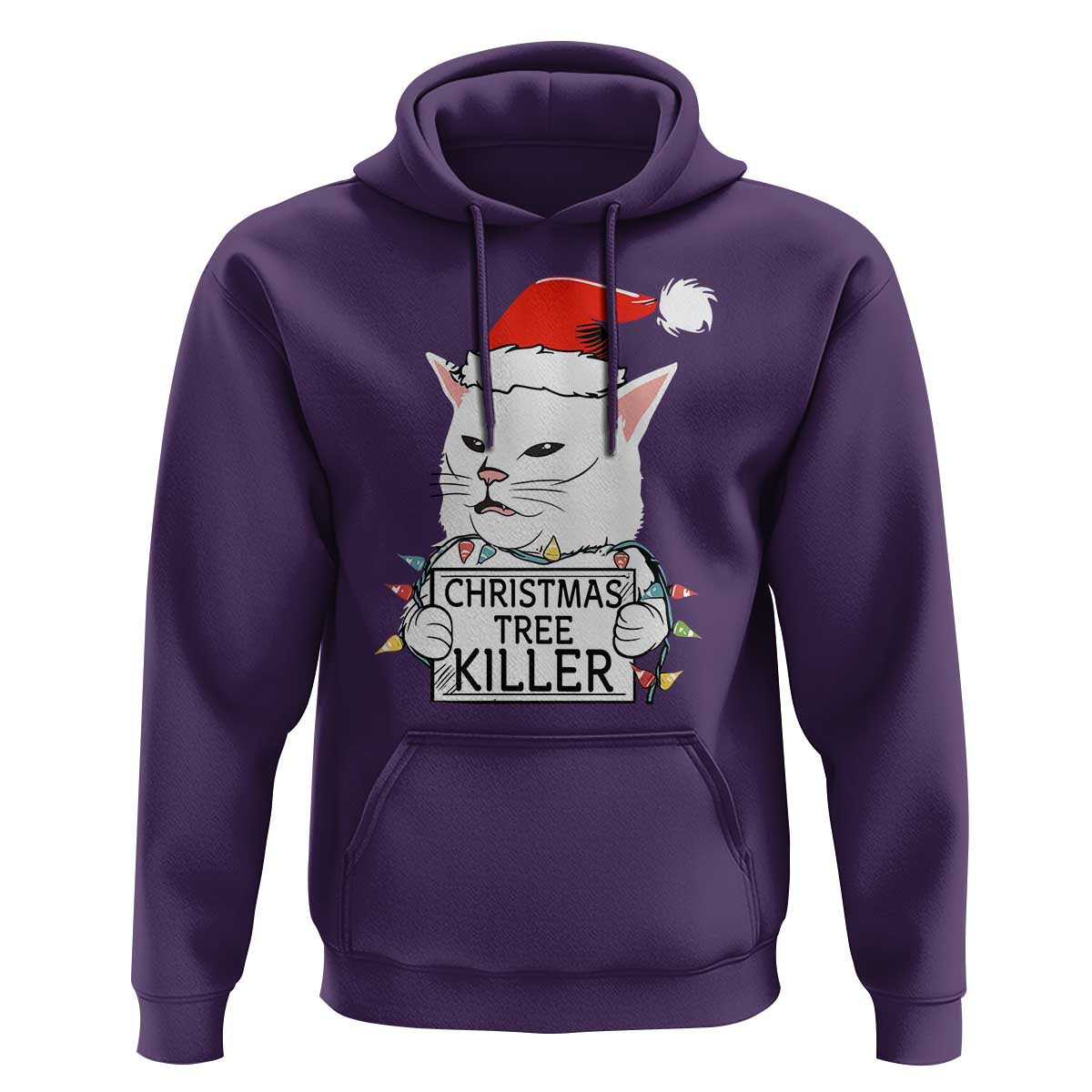Funny Xmas Grumpy Cat Hoodie Christmas Tree Killer Santa Kitten - Wonder Print Shop