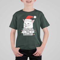 Funny Xmas Grumpy Cat T Shirt For Kid Christmas Tree Killer Santa Kitten - Wonder Print Shop