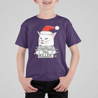 Funny Xmas Grumpy Cat T Shirt For Kid Christmas Tree Killer Santa Kitten - Wonder Print Shop