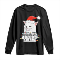 Funny Xmas Grumpy Cat Long Sleeve Shirt Christmas Tree Killer Santa Kitten - Wonder Print Shop